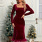 Plush Hem Square Neck Long Sleeve Dress