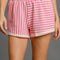 Umgee Elastic Waist Striped Shorts with Pockets