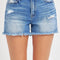 RISEN Full Size High Rise Distressed Raw Hem Denim Shorts